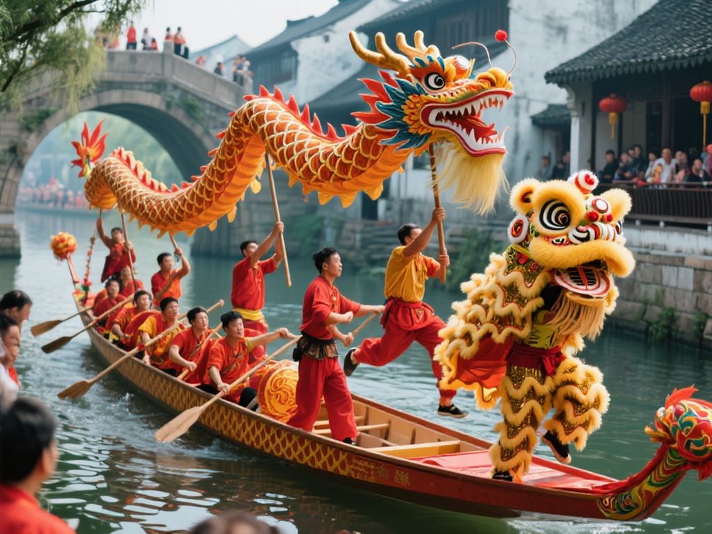 舞龙舞狮与赛龙舟是中国传统文化的重要组成